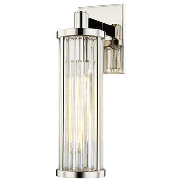 Marley 1-Light Wall Sconce, Polished Nickel Finish, Clear Glass Shade