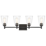 Designers Fountain - Designers Fountain 95704-MB Westin - Four Light Bath Bar - Warranty: 1 Year  Shade IncludeWestin Four Light Ba Matte Black Clear GlUL: Suitable for damp locations Energy Star Qualified: n/a ADA Certified: n/a  *Number of Lights: Lamp: 4-*Wattage:60w Medium Base bulb(s) *Bulb Included:No *Bulb Type:Medium Base *Finish Type:Matte Black
