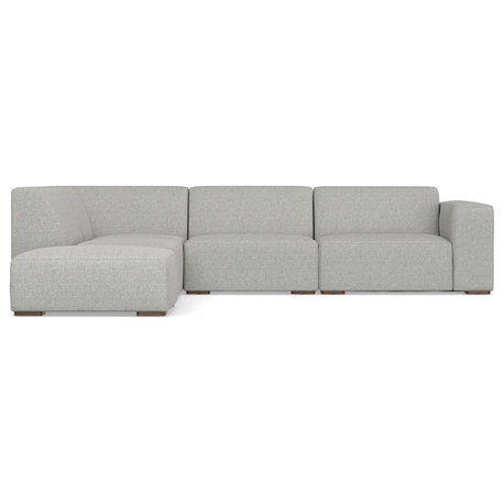 Rex Left Corner Sectional Modular Sofa With Ottoman, Pale Gray