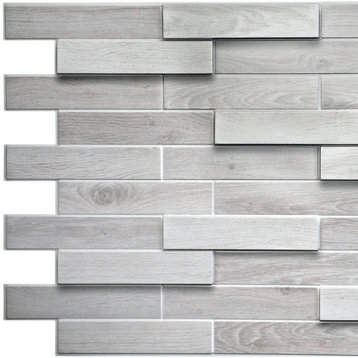 White Grey Oak Steps 3D Wall Panels, Set of 5, Covers 26.4 Sq Ft