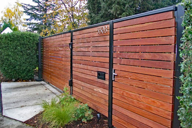 Wood Slide Gate and Matching Pedestrian Gate