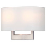Livex Lighting - Livex Lighting Hayworth Brushed Nickel Light ADA Wall Sconce - Raise the style bar with a designer wall sconce in a handsome and versatile contemporary manner. This two light wall sconce comes in a brushed nickel finish with a rectangular off-white fabric hardback shade.