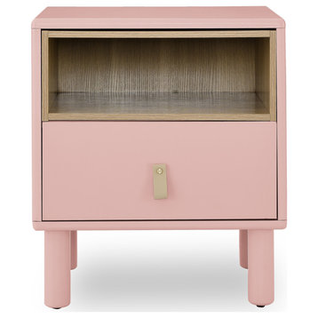 TATEUS Single drawer bedside table, modern style bedside table, Pink