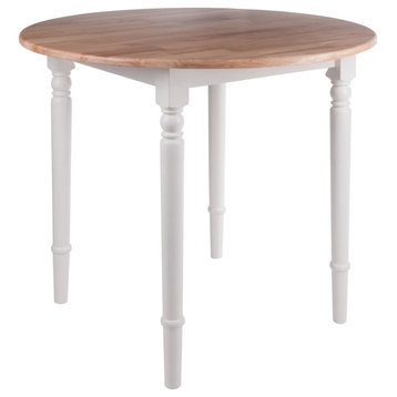 Sorella Round Drop Leaf Table, Natural And White