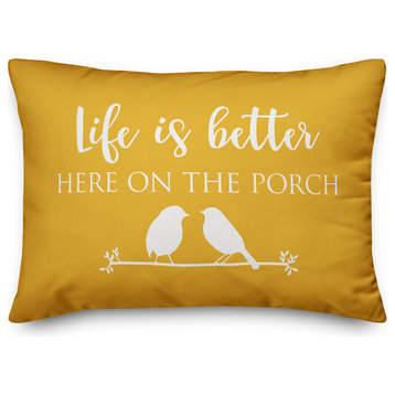 Life Is Better Here On The Porch Outdoor Lumbar Pillow