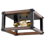 Z-Lite - Z-Lite Kirkland 2-Light 12" Flush Mount, Rustic Mahogany, 472F2S-RM - The streamlined silhouette of this two-light ceiling light is transformed with deep tones of rustic mahogany. Exposed lightbulbs nestle inside the open frame for a fixture that is both sophisticated and modern.
