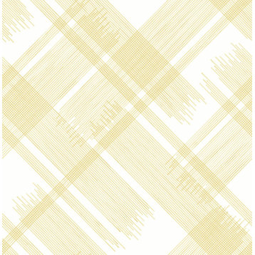 2973-90701 Zag Modern Plaid Wallpaper Stripes Overlaps in Yellow White