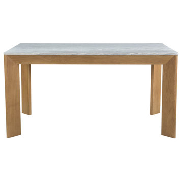 Angle Ashen Grey Marble Dining Table Rectangular Small
