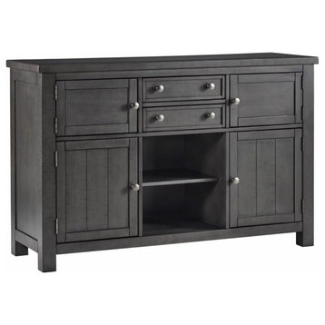 Traditional Sideboard, Acacia Wood Construction 7 Nickel Hardware, Antiqued Gray