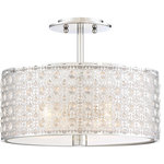 Quoizel - Quoizel PCVY1714C Three Light Semi-Flush Mount Verity Polished Chrome - A unique pattern and sparkling crystal accents elevates the gorgeous design of the Verity flush mount. The beautiful, lace-like pattern of the laser-cut metal shade is enhanced by delicate crystals. The inner chiffon shade and tempered glass softly diffuse the light and the Polished Chrome finish completes the look.