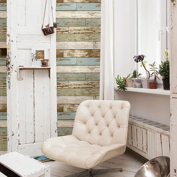 Scrap Wood Sky Blue Weathered Texture Wallpaper