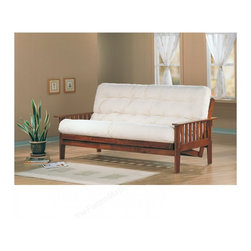 Casual Futon Frame with Slat Side Detail in Oak - Futon Frames