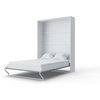 INVENTO Vertical Wall Bed With 2 Side Cabinets, White/Grey, With Mattress 55.1 X 78.7 Inch