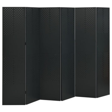 Vidaxl 6-Panel Room Divider Black 94.5"x70.9" Steel