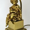 Consigned Table Lamp with Brass Figure and Adjustable Shade, Vintage English