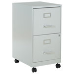 OSP Home Furnishings - 2 Drawer Mobile Locking Metal File Cabinet, Gray - Keep files organized and your office working at peak performance with our locking metal file cabinet with mobile casters. Available in several colors to match any workspace. Deep full sided drawers glide smoothly keeping files at your fingertips and locking lower drawer offers storage for important documents or valuables. Ships fully assembled.
