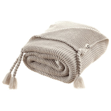 Sand Knitted Acrylic Solid Color Throw Blanket
