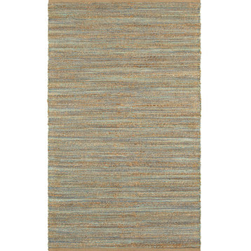 Contemporary Handwoven Natural Jute and Chenille Area Rug, 9'x12'