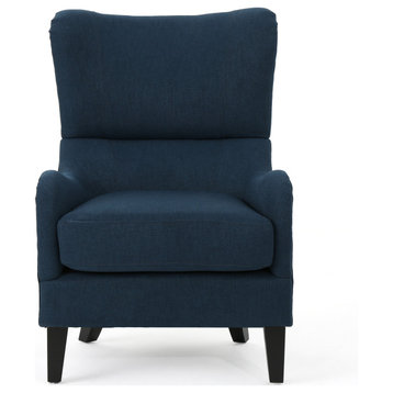 GDF Studio Quinn Navy Blue Fabric Sofa Chair, Navy Blue