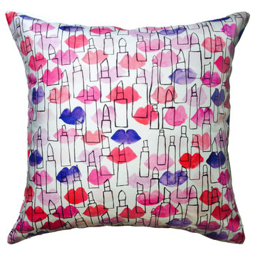 Lips and Lipstick Outlines Pillow