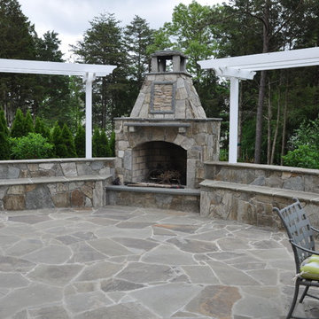 Falcon Mist Fireplace and Seating Walls with Pennsylvania Variegated Patio