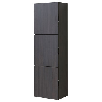 Bliss 18"W x 59"H Linen Side Cabinet, 3 Doors, Gray Oak Finish, High Gloss Gray Oak