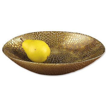 Nature Home Decor Oval Decorative Bowl with Antique Gold Leaf Snakeskin Pattern