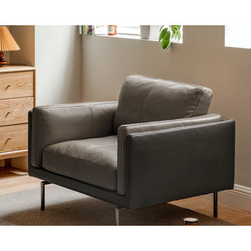Luxury Sofa, Leather-Dark Gray Single Seat Sofa 40.6x32.7x32.7"