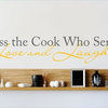Decal Wall Bless The Cook Who Serves Love & Laughter Quote, Gray/Yellow
