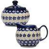 Polish Pottery Sugar Bowl and Creamer, Pattern Number: 166a