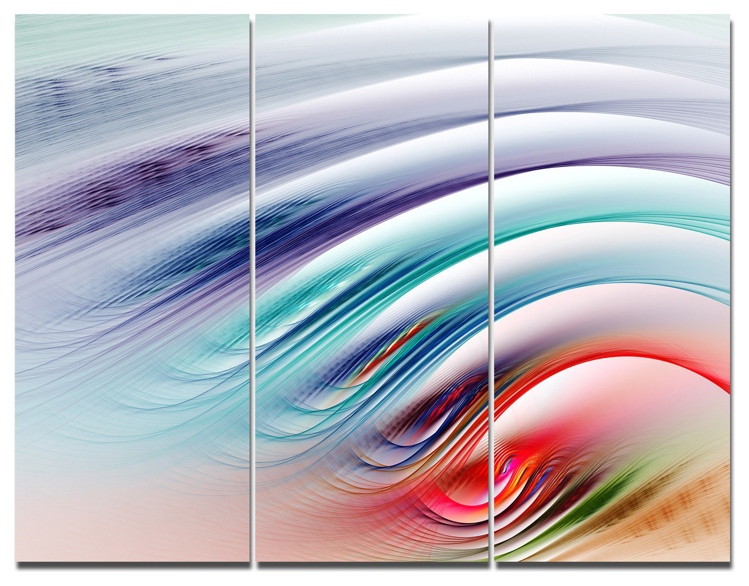 Ocean Ripples Rainbow Water Ripples Rainbow Waves, Abstract Triptych Canvas Art Print, 36x28 ...