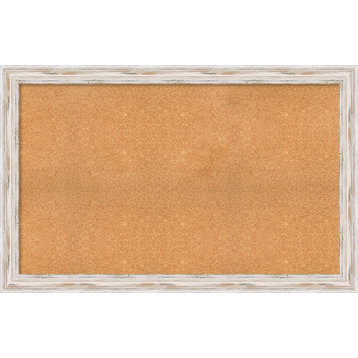 Framed Cork Board, Alexandria White Wash Wood, 55x35