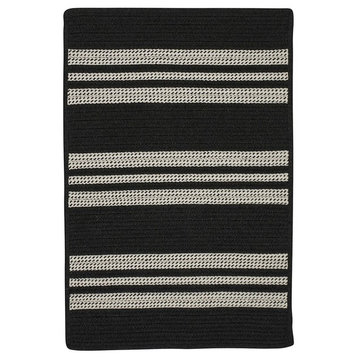 Sunbrella Southport Stripe Rug, Black, 3'x5'