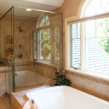 An Earthtone Master Bath and Closet in Lakewood