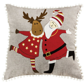 Celebration on Ice Pillow - Chateau Gray, Red, 20X20