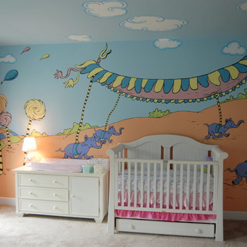 Oh, The Places You'll Go! Dr. Seuss Mural throughout a nursery