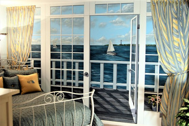 Ocean View Trompe L'Oeil Mural in Master Bedroom by Tom Taylor of Mural Art LLC.