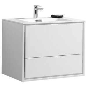 Cutler Kitchen And Bath Silhouette 30 In Wall Mount Bathroom Vanity 2 Drawers With Top White Ch Single Bathroom Vanity Bathroom Vanity Wall Mounted Cabinet