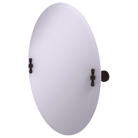 Frameless Oval Beveled Edge Tilt Mirror, Antique Bronze