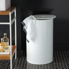Laundry Products Lacquer Bath Hamper, Round, White