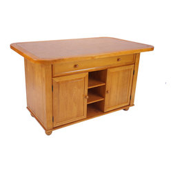 Sunset Trading - 3-Pc Light Oak Kitchen Island SetTerracotta Rose Tile Top - Kitchen Islands And Kitchen Carts