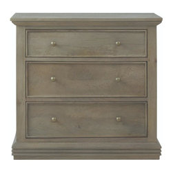 Aldridge 3-Drawer antique grey Nightstand - Nightstands And Bedside Tables