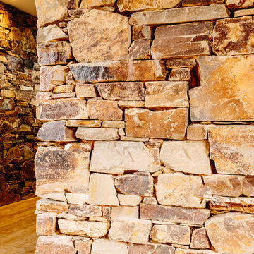 Back of fireplace detail looking into the living room.