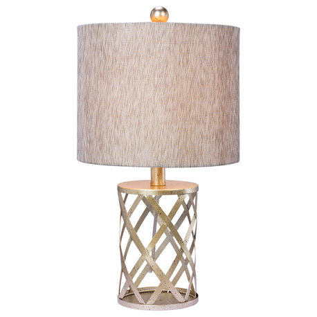 Metal Table Lamp, Antique Gold Finish, 19.5"