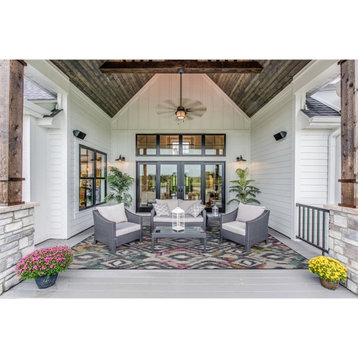 Linon Indoor Outdoor Machine Washable Conch Area 7'x9' Rug in Ivory and Gray