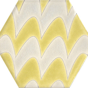 Sisters Ceramic Tile Collection, Hexagon-Squiggle Beach Day