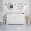 Harper 60" Bathroom Vanity, White, Quartz, Double