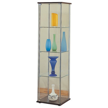 Coaster Contemporary 4 Shelf Glass Curio Cabinet in Cappuccino