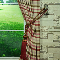 Paroo Cotton Blend Middle Check Concealed Tab Top Curtains & Drapes Tassel Tieba - Curtains
