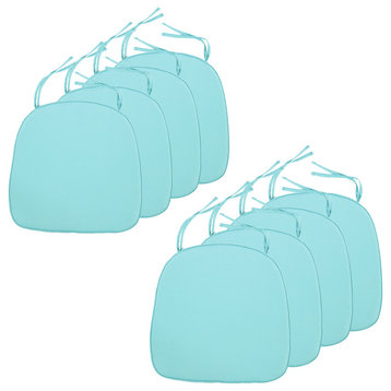 LeisureMod Non-Slip Reversible Chair Cushion Pads With Ties, Teal, Set of 8